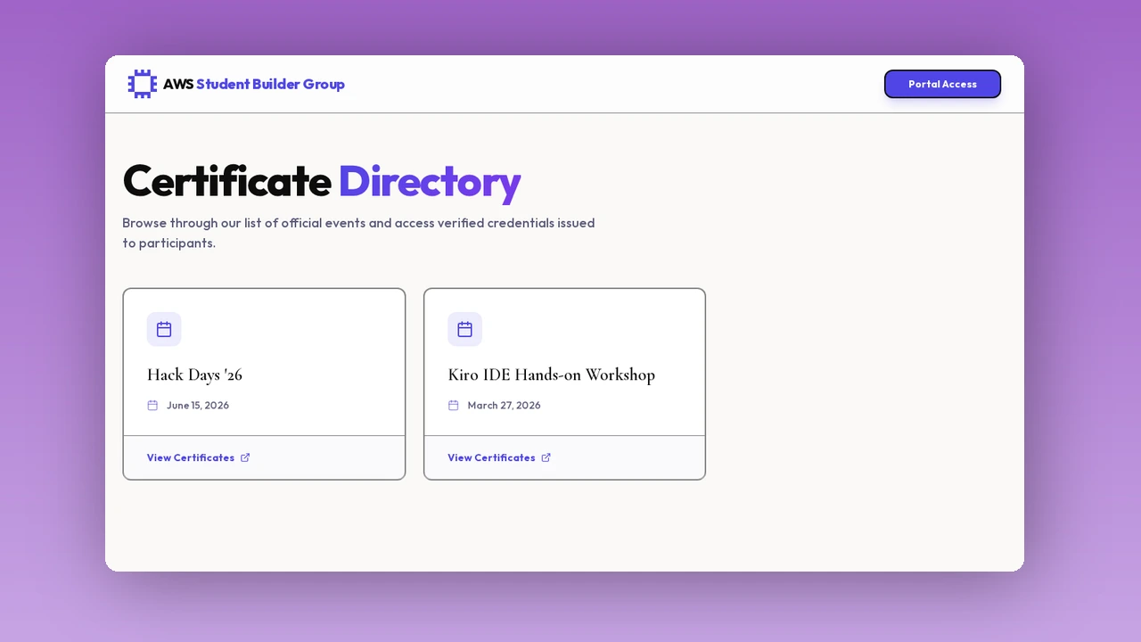 AWS SBG Atria Certificate Registry