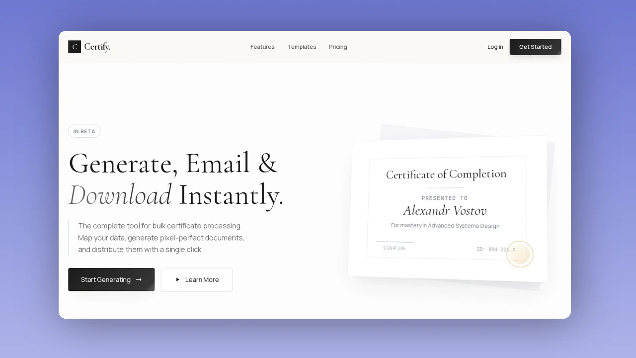 Certificate Generation